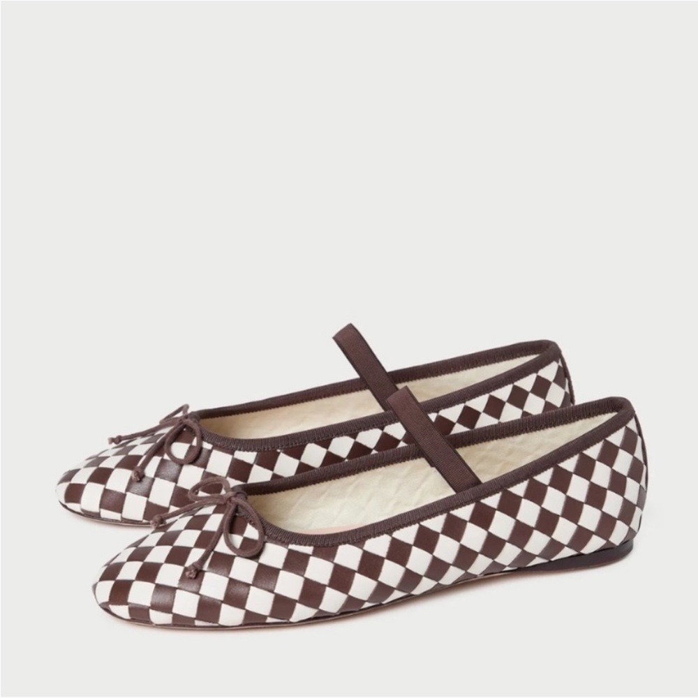 Loeffler Randall Leonie Chocolate/Cream Woven Ballet Flat